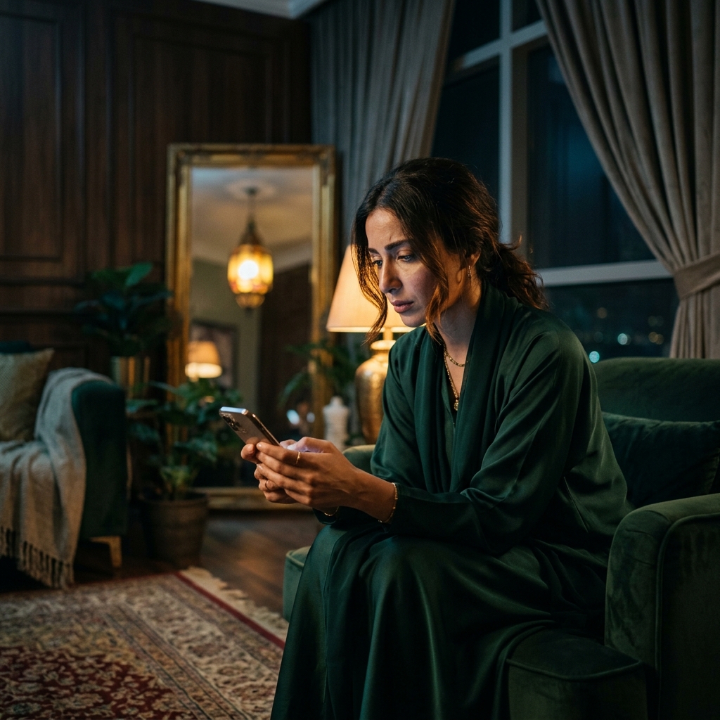 امرأة تشعر بالقلق